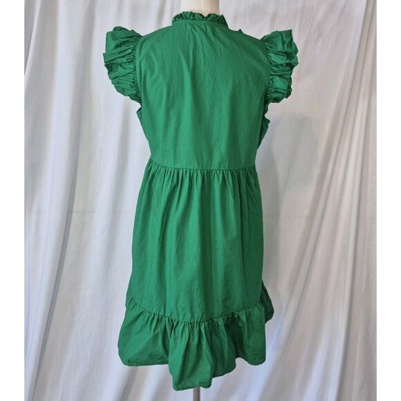 Carolina Constas Womens Designer Green Ruffled V-neck Shift Dress Small - Picture 6 of 7